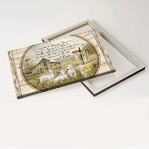 Jesus Landscape Poster: Old Barn House & Lambs of God - Christian Home Decor Gift with Amazing Grace Painting 3