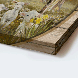 Jesus Landscape Poster: Old Barn House & Lambs of God - Christian Home Decor Gift with Amazing Grace Painting 1
