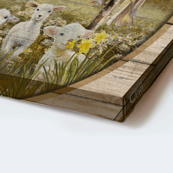 Jesus Landscape Poster: Old Barn House & Lambs of God – Christian Home Decor Gift with Amazing Grace Painting