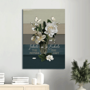 Christian Home Decor Gift: Jesus Portrait Poster with Jasmine Flower and White Butterfly  Poster Home Decor Gift - Christian Wall Art Prints