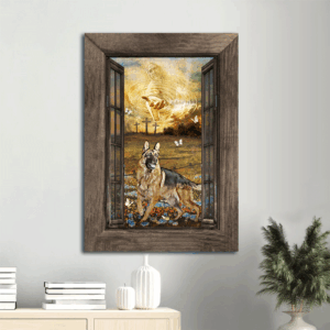 Jesus Calls German Shepherd & Blue Flower Field  Poster Home Decor Gift - Christian Wall Art Gift