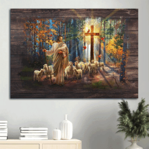 Jesus Landscape Poster: Lamb of God Cross Symbol  Poster Home Decor Gift - Christian Wall Art & Home Decor Gift