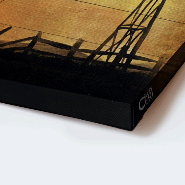 Jesus Landscape Poster – Old Barn Painting Windmill Sunset – Gift for Christian Home Decor