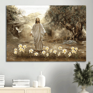 Jesus Landscape Poster: Dove of Peace & Meadow Christian Wall Art Gift