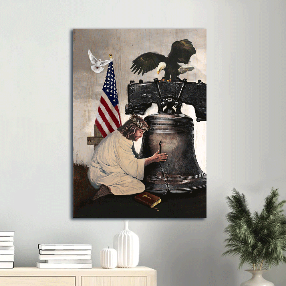 Christian Home Decor Gift: Jesus Portrait Poster with Eagle and US Flag – Wall Art Prints Christian Home Decor Gift: Jesus Portrait Poster with Eagle and US Flag – Wall Art Prints