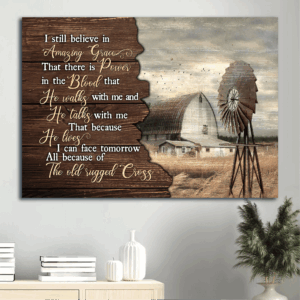 Christian Home Decor Gift - Jesus & Windmill Landscape Poster - Amazing Grace Art