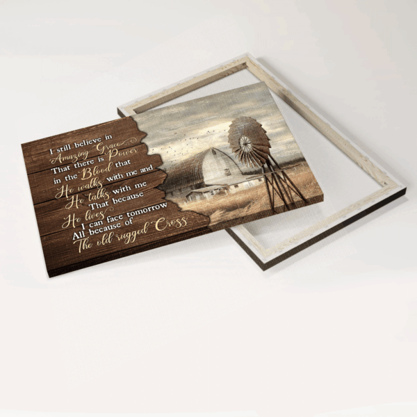 Christian Home Decor Gift – Jesus & Windmill Landscape Poster – Amazing Grace Art
