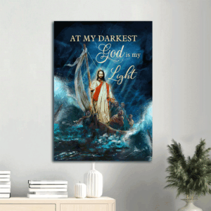 Jesus Calming the Storm Portrait Poster- Christian Home Decor Gift Print