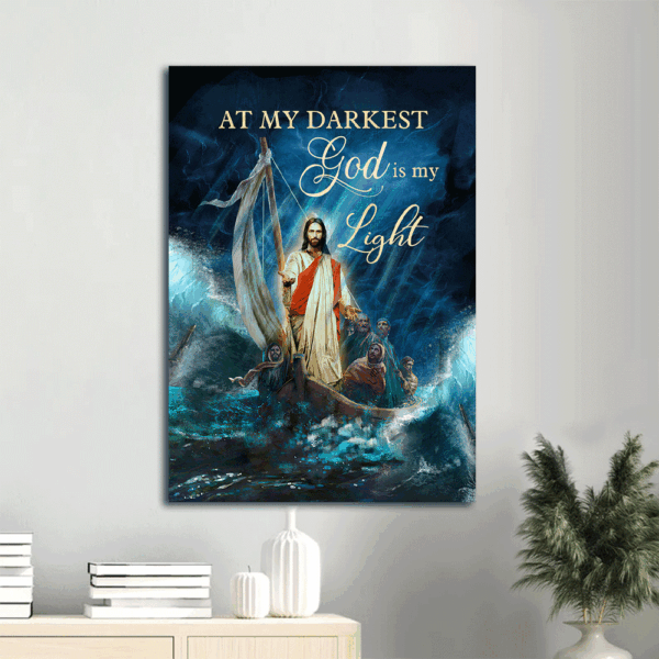 Jesus Calming the Storm Portrait Poster- Christian Home Decor Gift Print