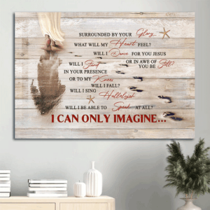 Jesus Landscape & Footprints On The Beach Poster Home Decor - Christian Gift