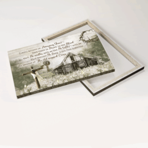 Jesus Landscape Poster - Old Barn Painting & Dandelion Field Home Decor Gift for Christians 1