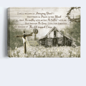 Jesus Landscape Poster - Old Barn Painting & Dandelion Field Home Decor Gift for Christians 3