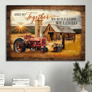 Christian Home Decor: Jesus Landscape Poster - Old Barn Painting Sunset Electric Tricycle - Gift for Christian