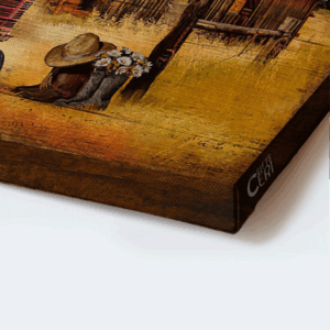 Christian Home Decor: Jesus Landscape Poster - Old Barn Painting Sunset Electric Tricycle - Gift for Christian 1