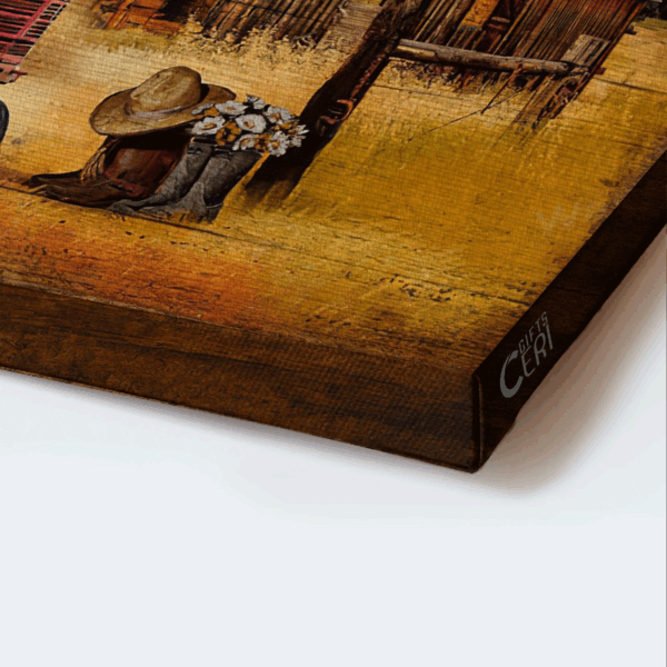 Christian Home Decor: Jesus Landscape Poster – Old Barn Painting Sunset Electric Tricycle – Gift for Christian
