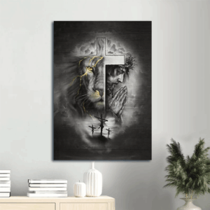 Jesus Portrait Poster Home Decor Gift - Christian Wall Art with Lion of Judah and Lightning
