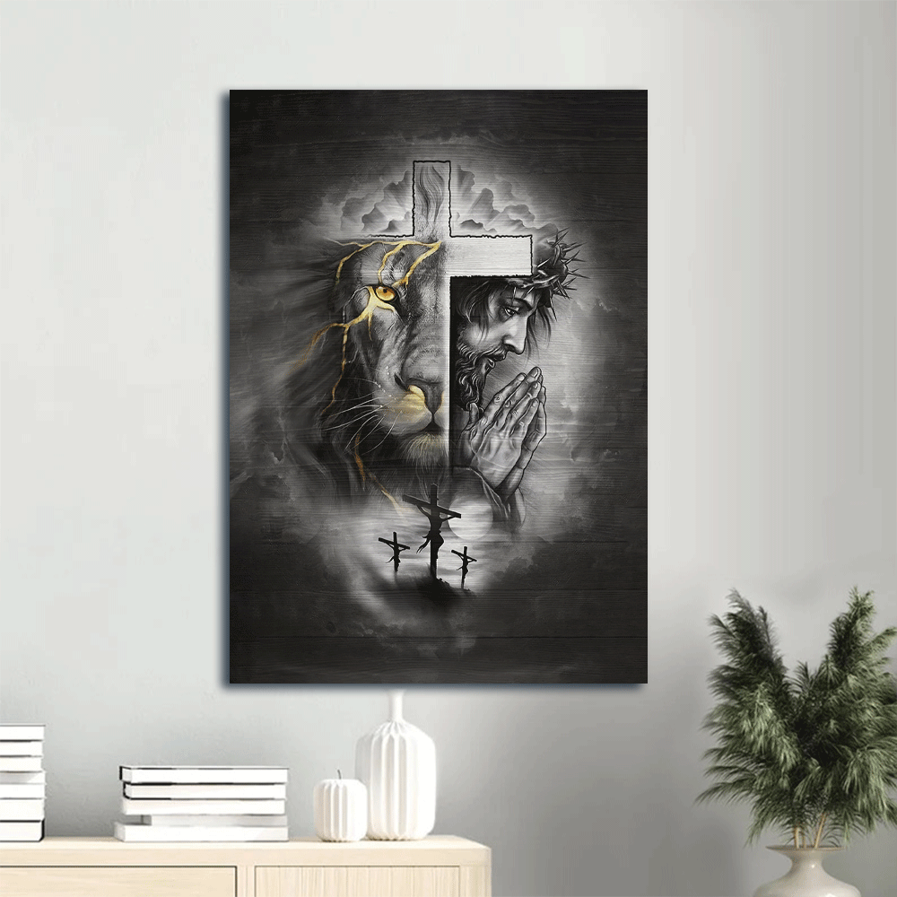 Jesus Portrait Poster Home Decor Gift – Christian Wall Art with Lion of Judah and Lightning Jesus Portrait Poster Home Decor Gift – Christian Wall Art with Lion of Judah and Lightning