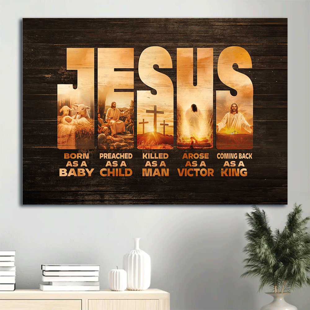 Jesus Landscape Poster Home Decor Gift – Christian Wall Art Born as Baby Coming Back as King – Gift Prints Jesus Landscape Poster Home Decor Gift – Christian Wall Art Born as Baby Coming Back as King – Gift Prints