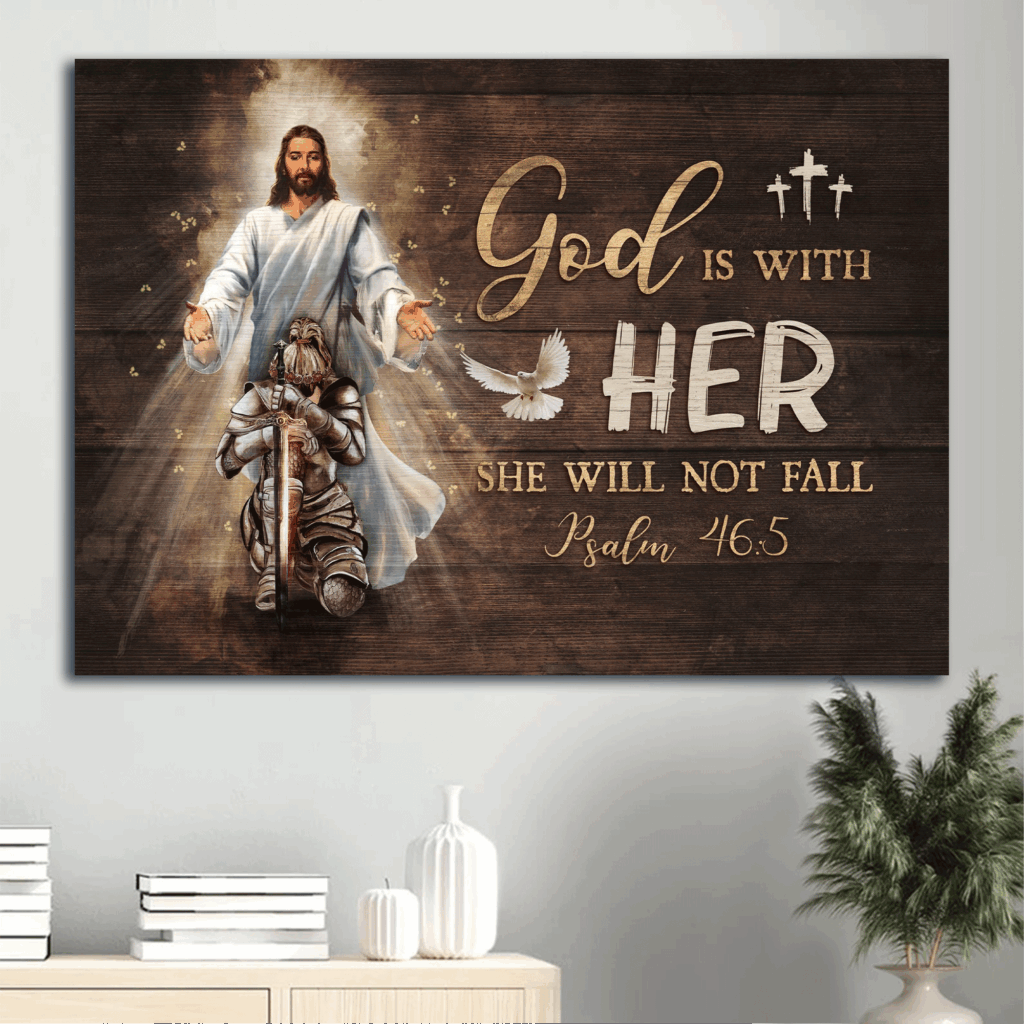 Christian Home Decor Gift: Jesus Landscape & Warrior Drawing Posters – God Is With Her Christian Home Decor Gift: Jesus Landscape & Warrior Drawing Posters – God Is With Her