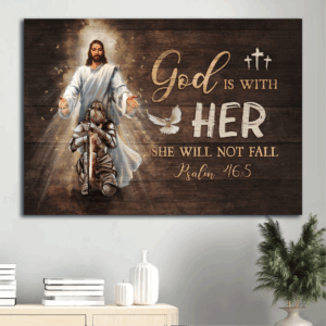 Christian Home Decor Gift: Jesus Landscape & Warrior Drawing Posters - God Is With Her