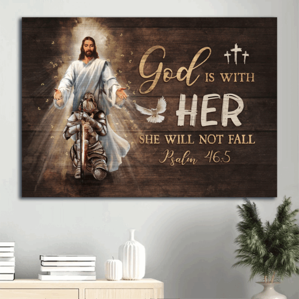 Christian Home Decor Gift: Jesus Landscape & Warrior Drawing Posters – God Is With Her