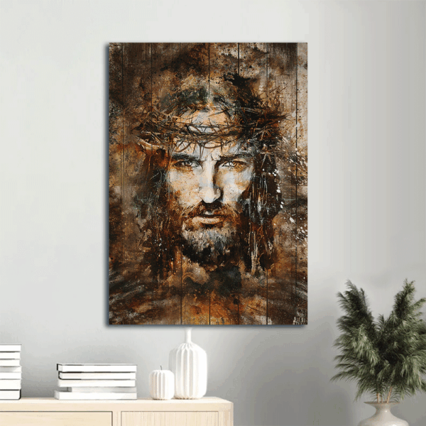 Jesus Portrait Poster: Christian Wall Art  Poster Home Decor Gift Gift – Crown of Thorns Face Painting