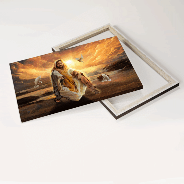 Jesus Landscape Poster Home Decor – Walking With Jesus White Dove Sunset – Perfect Christian Gift