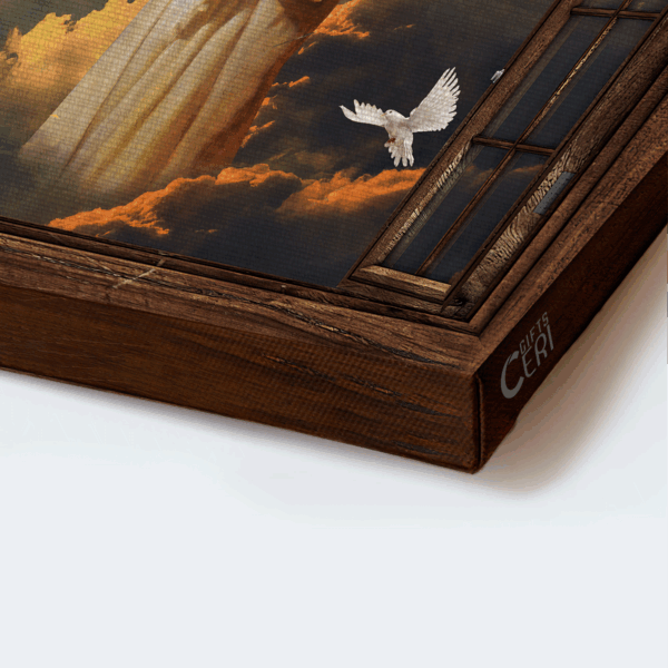 Christian Home Decor: Walking With Jesus Poster Gift – White Dove Heaven Cross Symbol – Ideal Gift for Christians