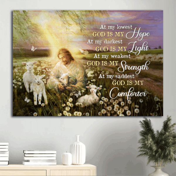 Jesus Landscape Poster – Walking With Jesus Home Decor Gift – Christian Gift – God Is My Hope Poster