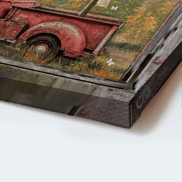 Jesus Landscape Poster Home Decor Gift – Red Truck Red Barn Rugged Cross – Christian Grateful Blessed