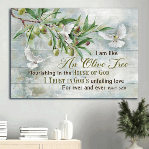 Jesus Landscape Poster: Olive Tree & Dove Drawing Home Decor Gift for Christians