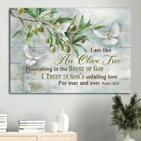 Jesus Landscape Poster: Olive Tree & Dove Drawing Home Decor Gift for Christians