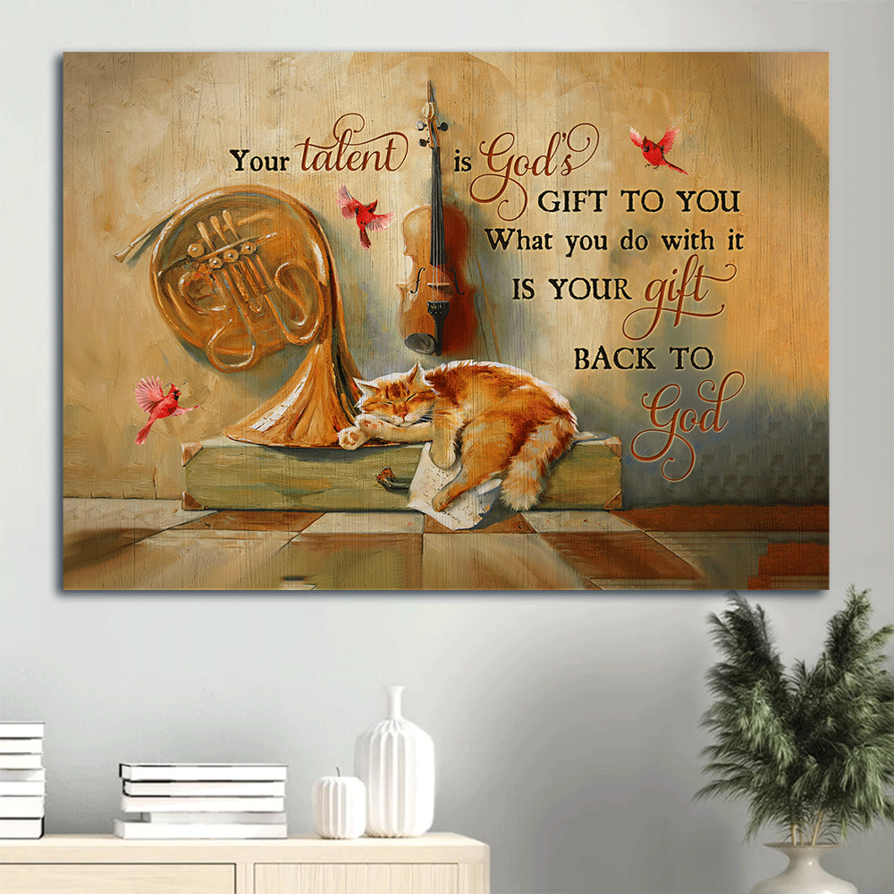 Vintage Jesus & Cat Landscape Poster – Home Decor Gift for Christian & Cat Lovers – Unique Gift with Violin & Cardinal Vintage Jesus & Cat Landscape Poster – Home Decor Gift for Christian & Cat Lovers – Unique Gift with Violin & Cardinal