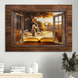 Christian Jesus Landscape Poster: Lambs of God Holy Bible Dove  Poster Home Decor Gift - Wall Art Decor Gift