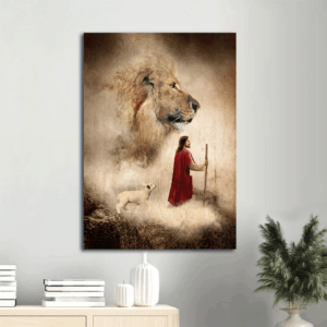 Jesus Portrait Poster Home Decor Gift - Christian Wall Art Prints with Lion King and Animal Drawings