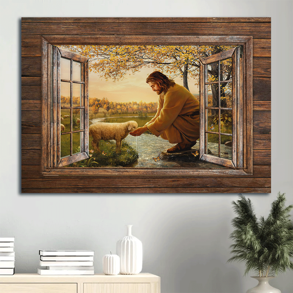 Jesus and the Lamb Landscape Poster: Christian Home Decor Gift Prints Jesus and the Lamb Landscape Poster: Christian Home Decor Gift Prints