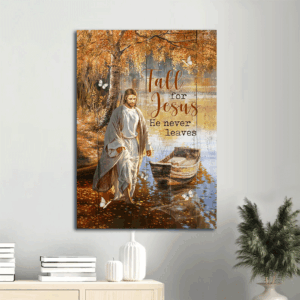 Jesus Portrait Poster Home Decor Gift - Walking on Water Painting Beautiful Lake  Poster Home Decor Gift - Christian Gift - Fall for Jesus Wall Art