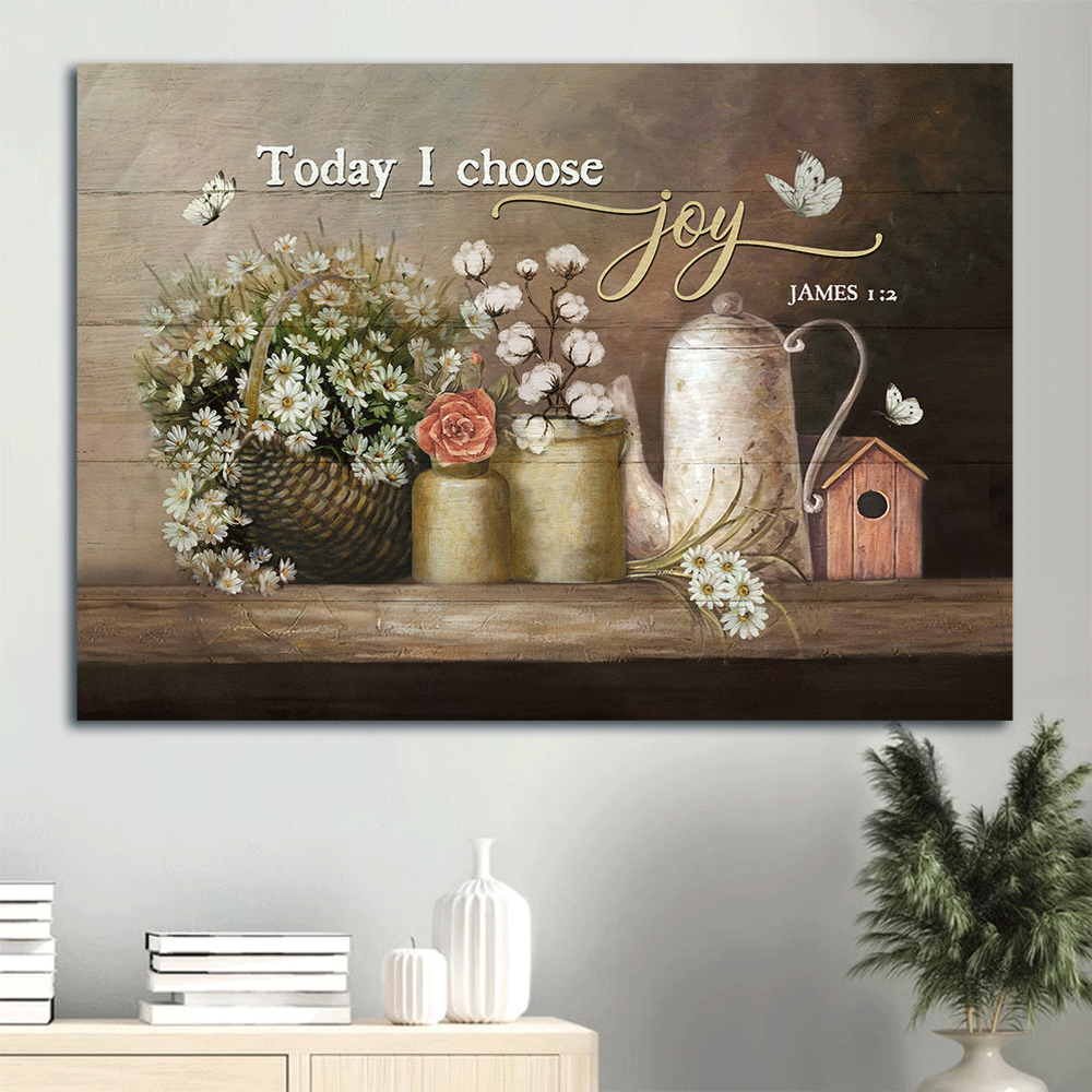 Vintage Jesus Landscape Poster with Daisy Flower and White Butterfly – Christian Home Decor Gift: Today I Choose Joy Vintage Jesus Landscape Poster with Daisy Flower and White Butterfly – Christian Home Decor Gift: Today I Choose Joy