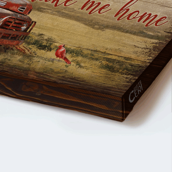 Christian Home Decor: Jesus Landscape Poster with Ladybug Car Red Cardinal & Countryside Painting – Perfect Gift for Country Roads Enthusiasts