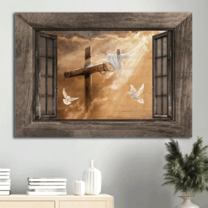 Christian Jesus Landscape Poster Home Decor Gift - Heavenly Light & Cross  Poster Home Decor Gift Print