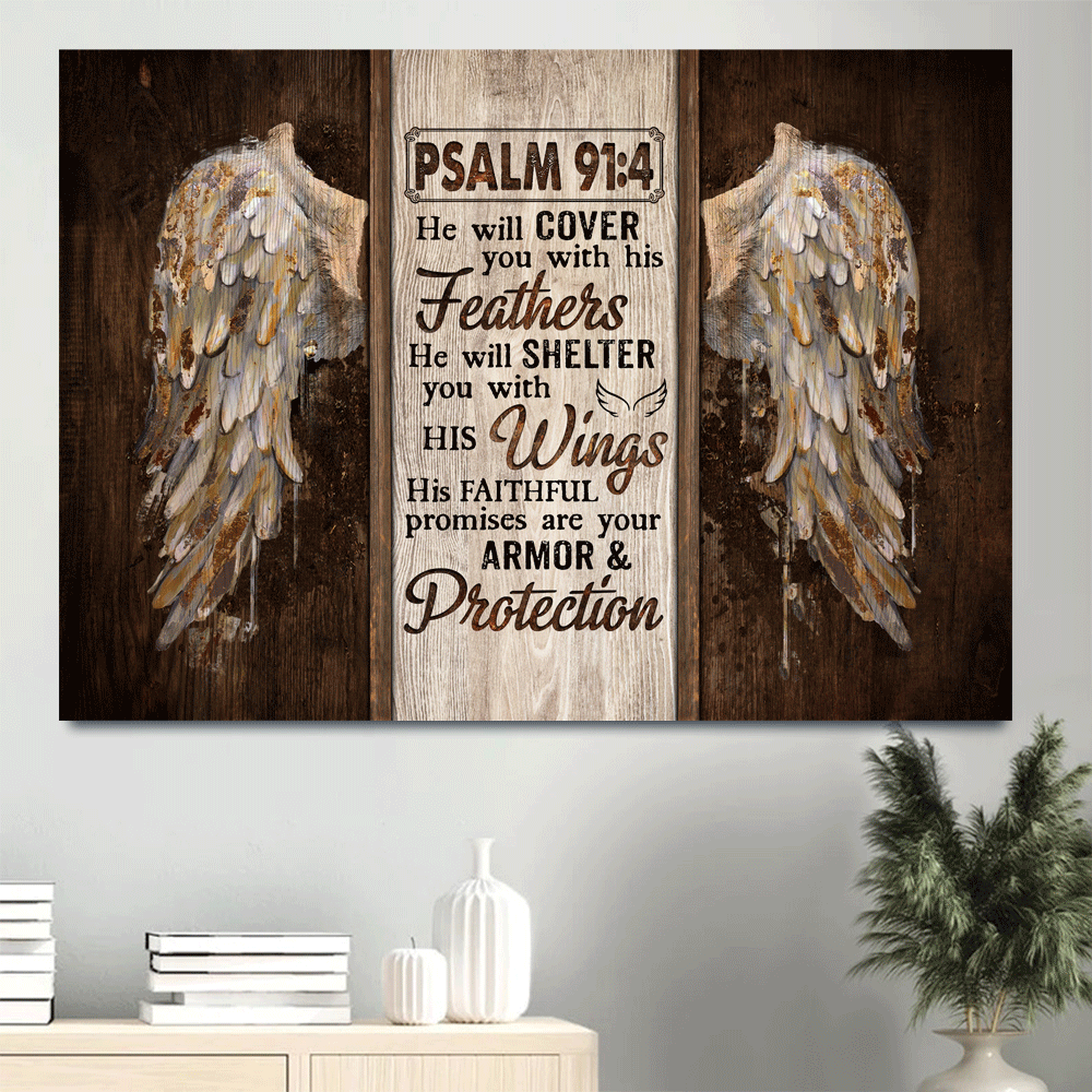 Vintage Wings Jesus Landscape Poster – Bible Verse Home Decor Gift for Christian – He Will Cover You With His Feathers Vintage Wings Jesus Landscape Poster – Bible Verse Home Decor Gift for Christian – He Will Cover You With His Feathers