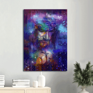 Jesus Portrait Poster Home Decor Gift - Galaxy Cross Painting for Christians - Wall Art Prints