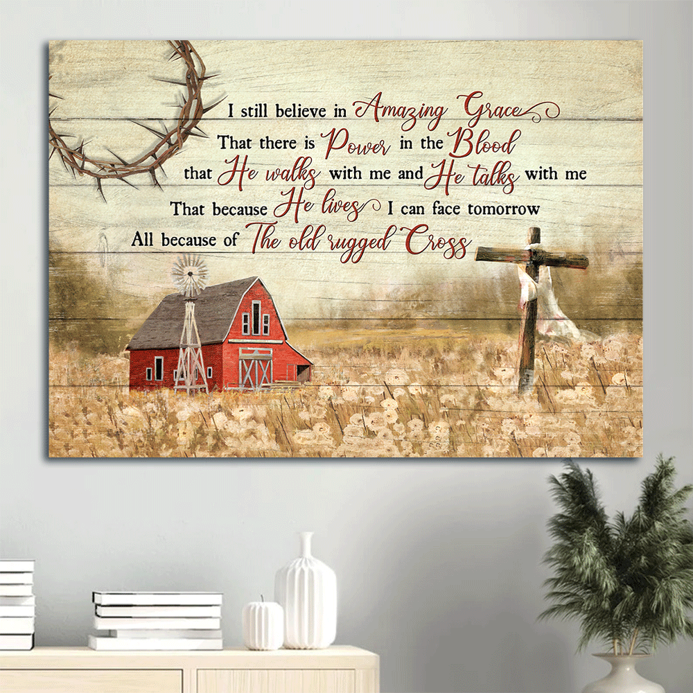 Vintage Jesus Landscape Poster with Wooden Cross and Red Barn – Christian Home Decor Gift Amazing Grace Vintage Jesus Landscape Poster with Wooden Cross and Red Barn – Christian Home Decor Gift Amazing Grace