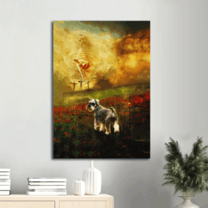 Jesus Painting & Schnauzer Portrait Poster Home Decor Gift - Christian Dog Lover Wall Art