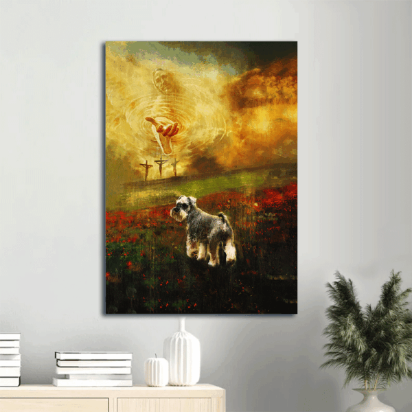 Jesus Painting & Schnauzer Portrait Poster Home Decor Gift – Christian Dog Lover Wall Art