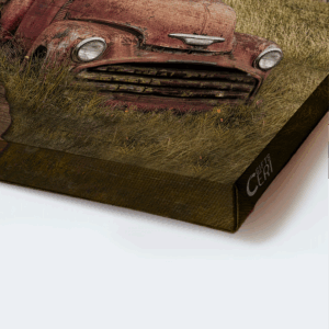 Vintage Jesus Landscape Poster: Old Car & Barn Painting Gift for Christian Home Decor 1