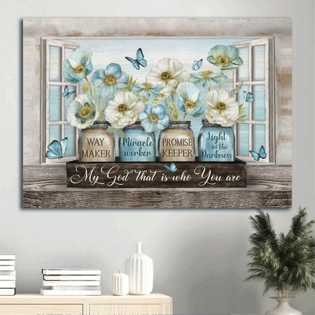 Jesus Landscape Poster – Pastel Jasmine & Blue Butterfly Home Decor Gift for Christians Jesus Landscape Poster – Pastel Jasmine & Blue Butterfly Home Decor Gift for Christians