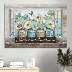 Jesus Landscape Poster - Pastel Jasmine & Blue Butterfly Home Decor Gift for Christians
