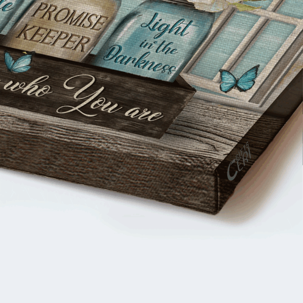 Jesus Landscape Poster – Pastel Jasmine & Blue Butterfly Home Decor Gift for Christians