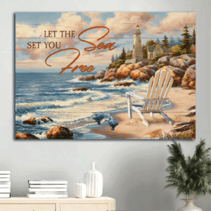 Jesus Landscape Poster: Peaceful Ocean View with Lighthouse - Perfect Christian Gift